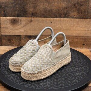 SAM EDELMAN CATHERINE PLATFORM FLATS LIGHT GREEN SUEDE CASUAL SLIP ON SIZE 6.5M